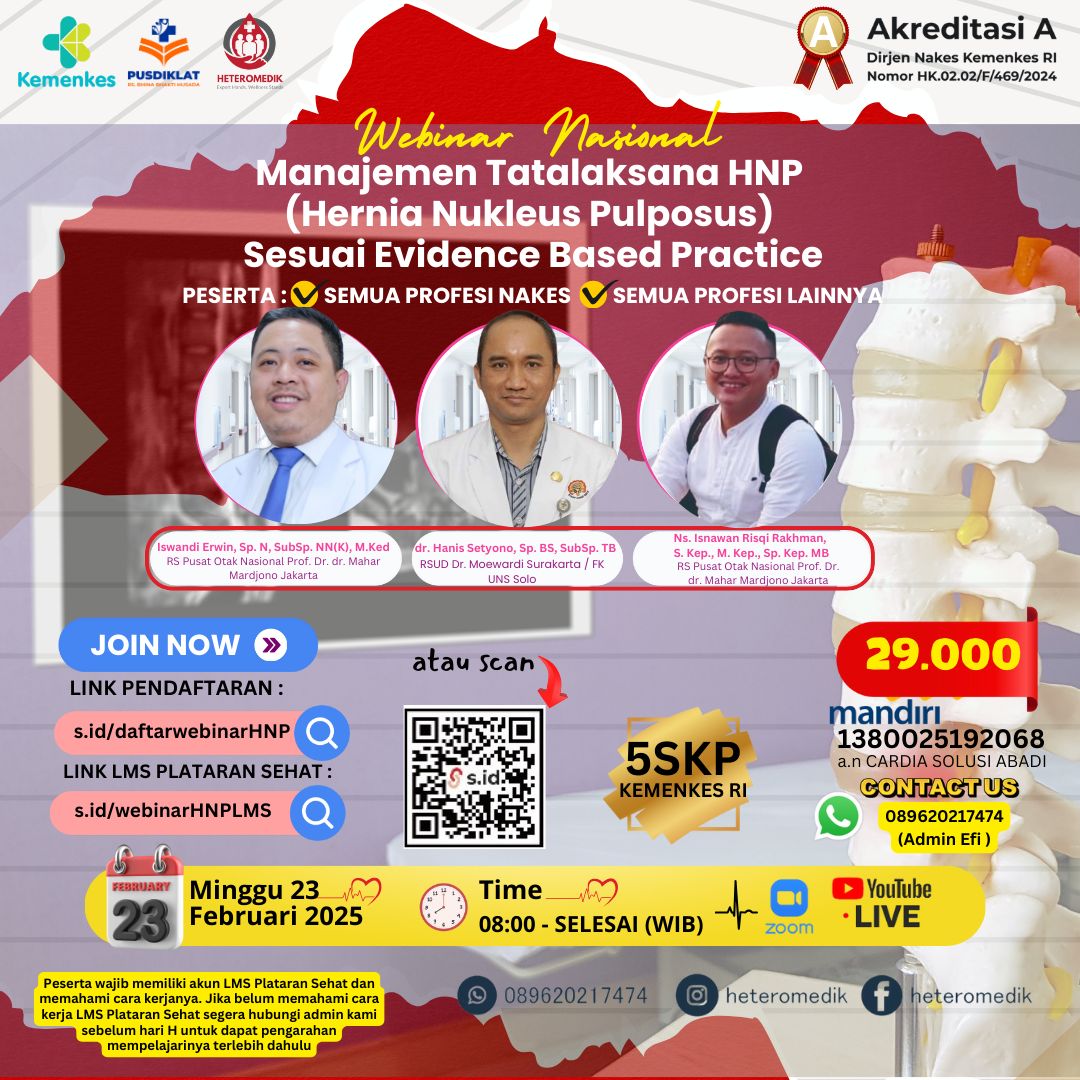 Gambar Webinar Nasional : Manajemen Tatalaksana HNP (Hernia Nukleus Pulposus) Sesuai Evidence Based Practice